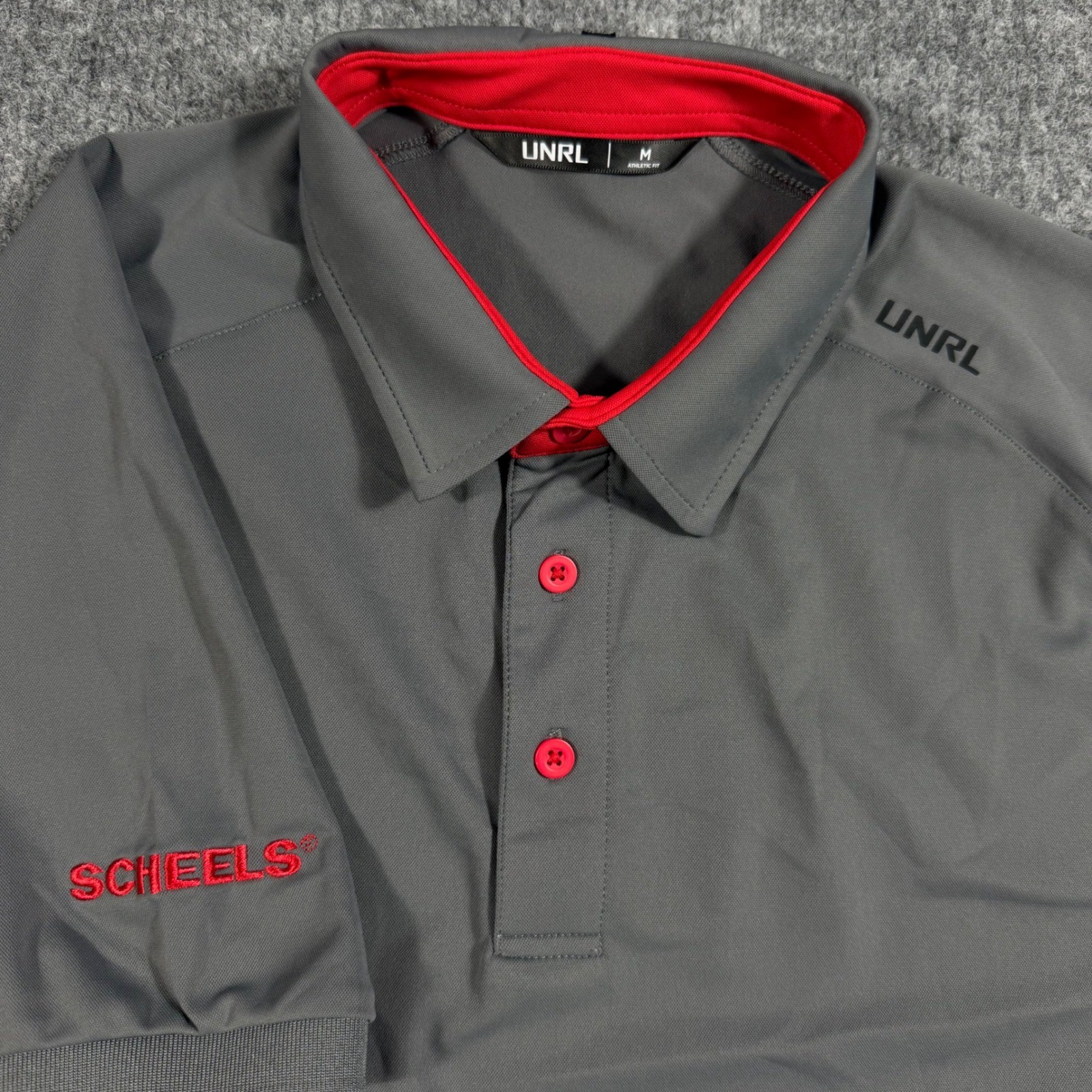 UNRL Polo Shirt Athletic Fit Mens Medium Gray Polyester Spandex Scheels EUC