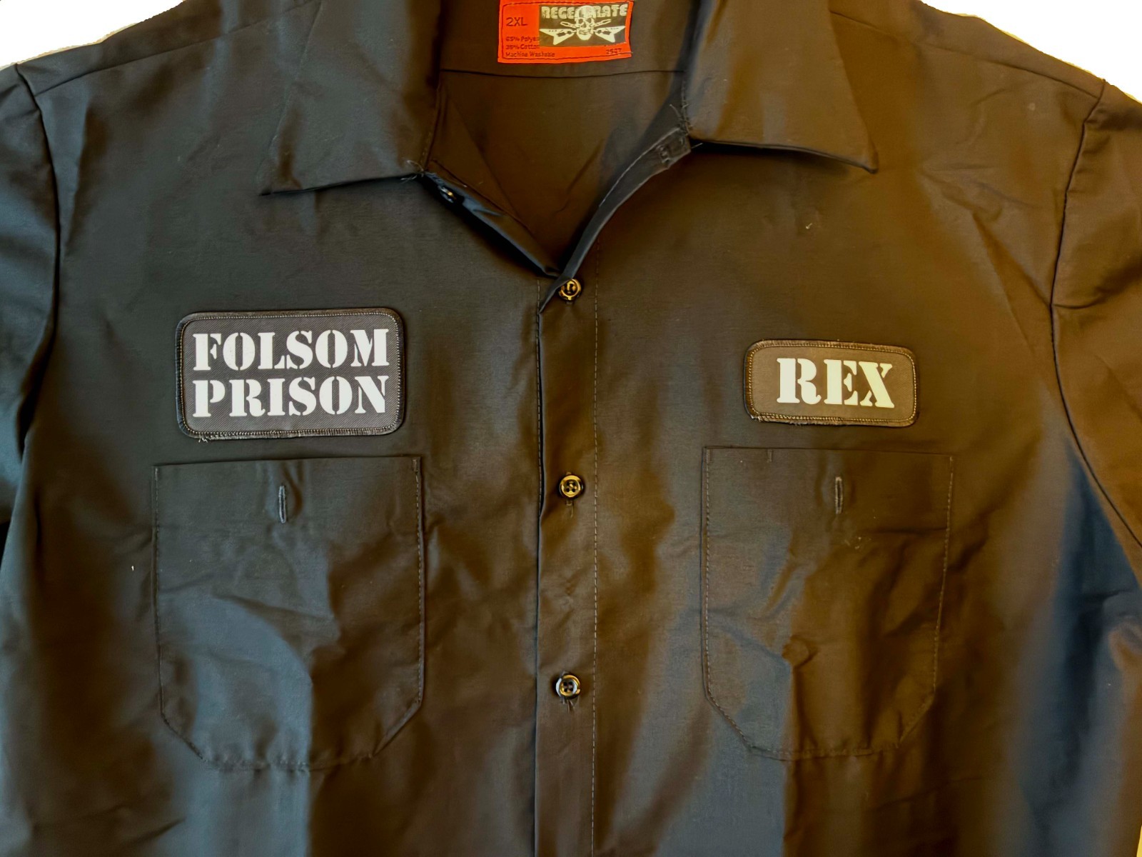 FOLSOM PRISON + YOUR CUSTOM NAME Patch Button Work SHIRT punk tattoo Johnny Cash