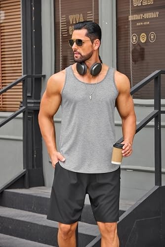 Shirt Men’s Size M Light Grey(1 Pack) Scoop Neck Pull On Regular Fit Tank Top