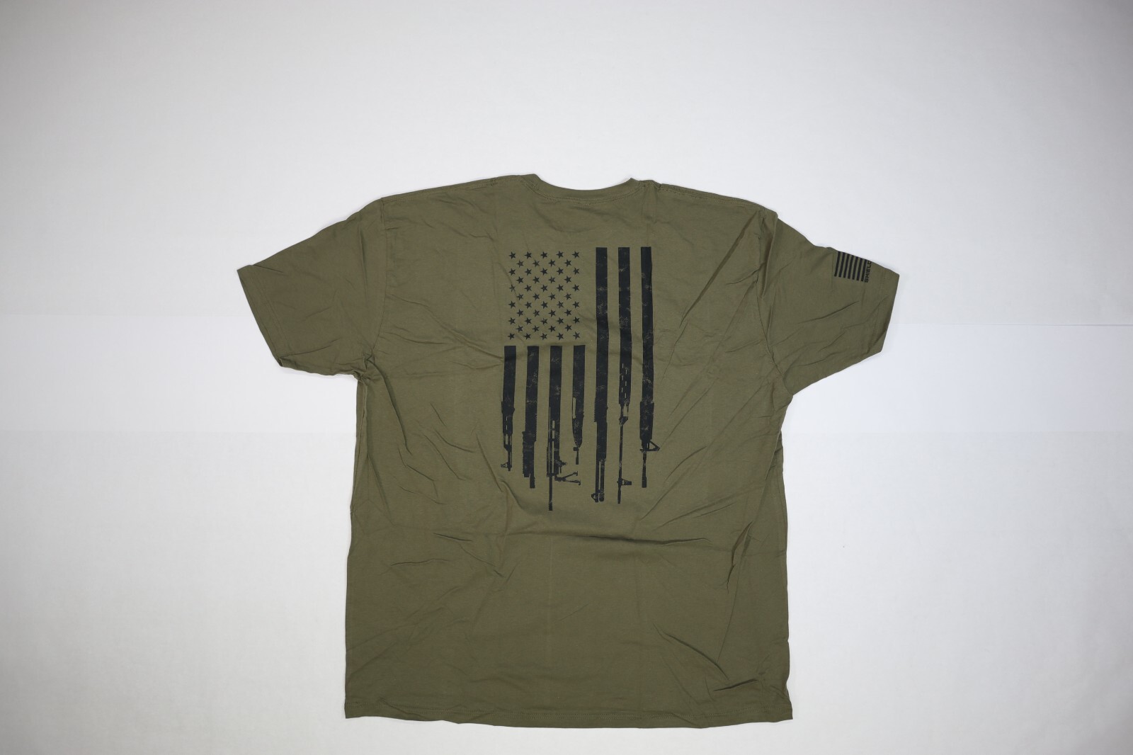 Shield Republic Mens Green Short Sleeve Firearm Flag Print Graphic T-Shirt 3XL
