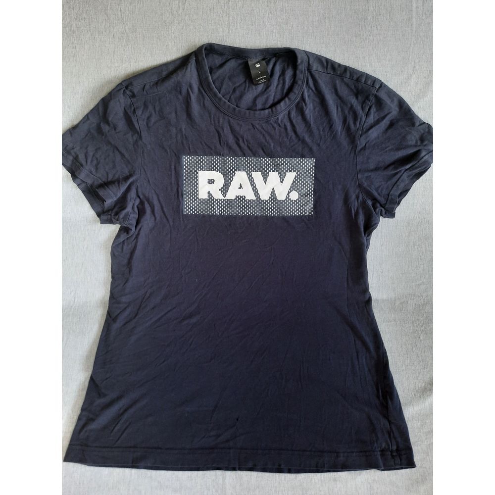 G-Star Raw Men’s Large Art Logo Round Neck Tee-Shirt Short Sleeve Navy Blue