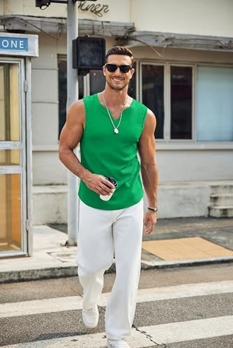 Tee Men’s Polyester Blend Size S Ice Green V-Neck Pull On Regular Fit Sleeveless