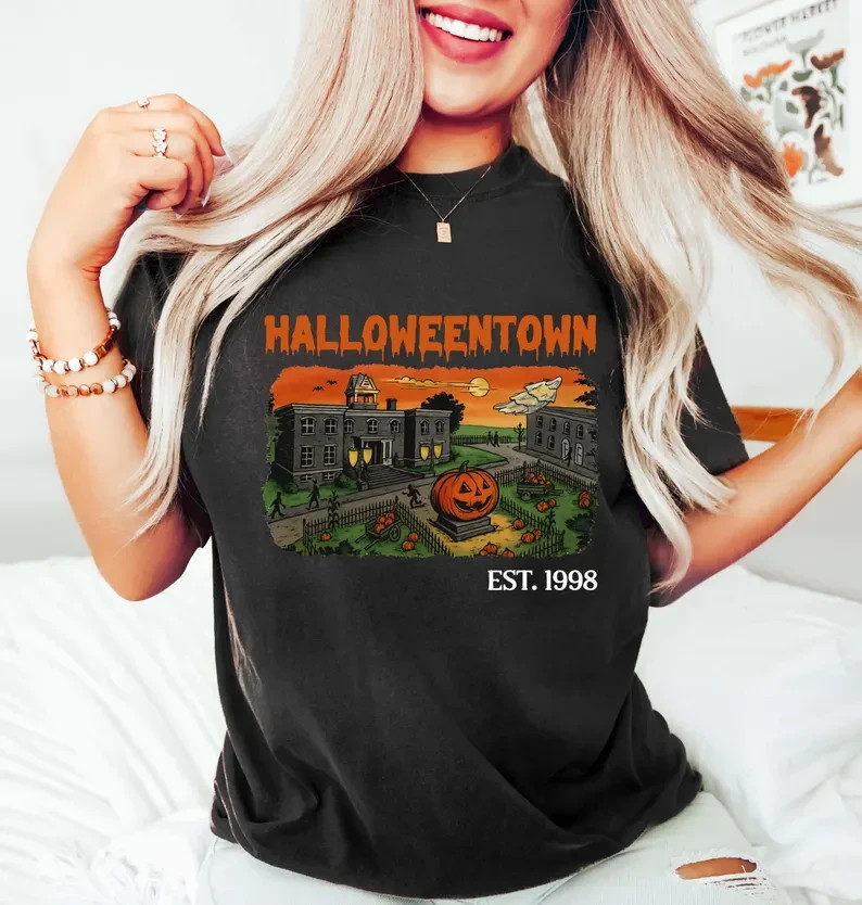 Spooky Town Sweatshirt Pumpkin Carving Haunted Village Vintage Halloween Shirt
