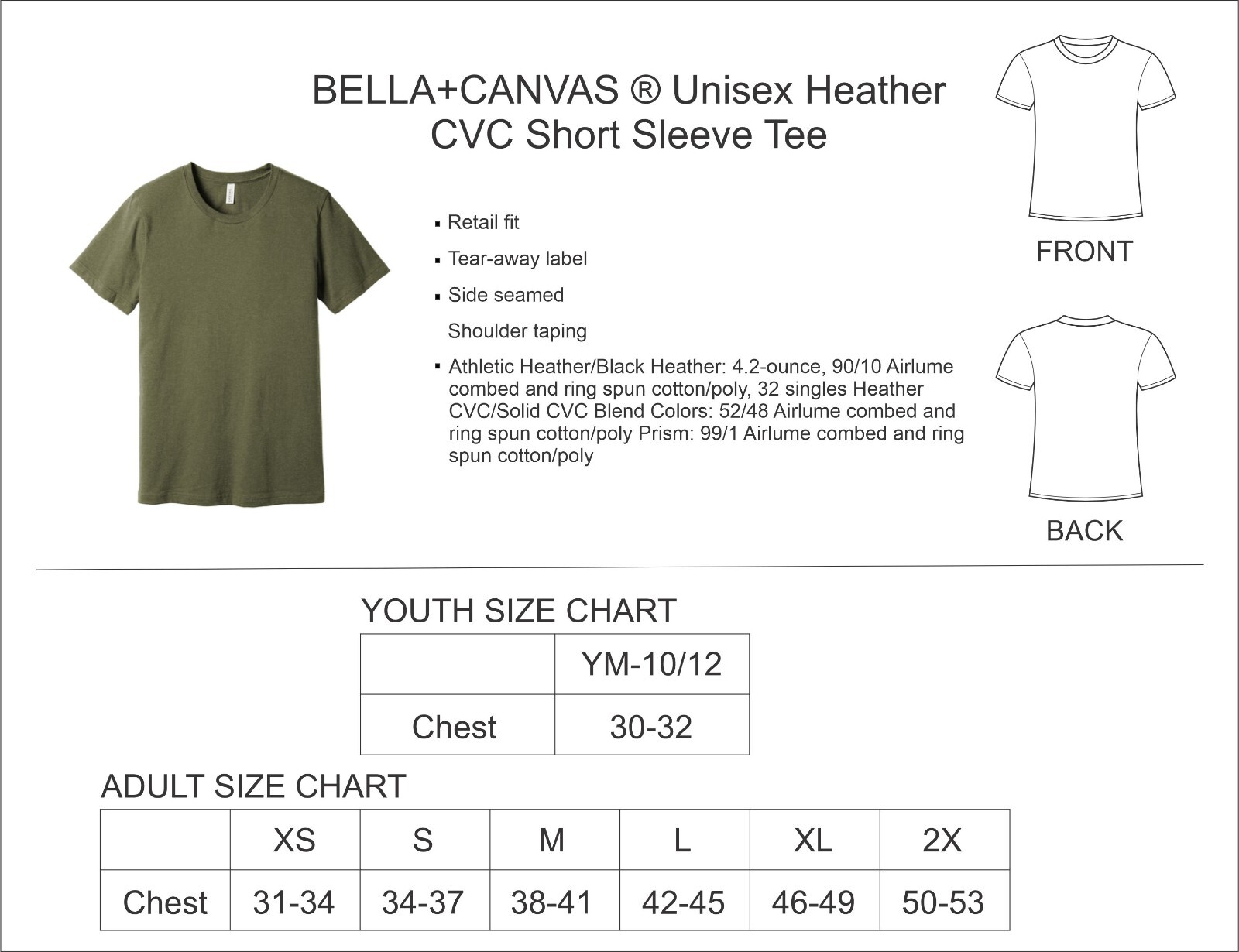 BELLA+CANVAS ® Unisex Heather CVC Short Sleeve Tee – 3001CVC