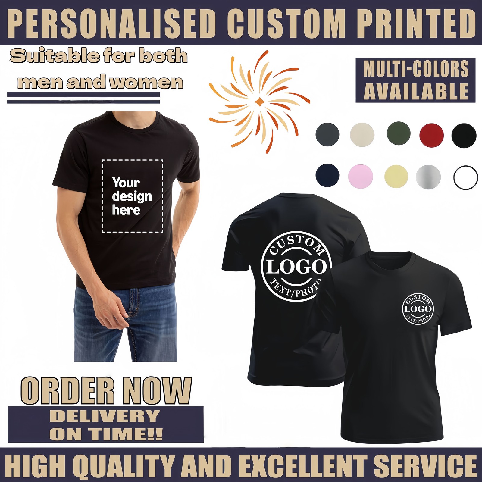 Father’s Day Gift Personalized T-Shirt, Custom Name & Dad Title Image Print