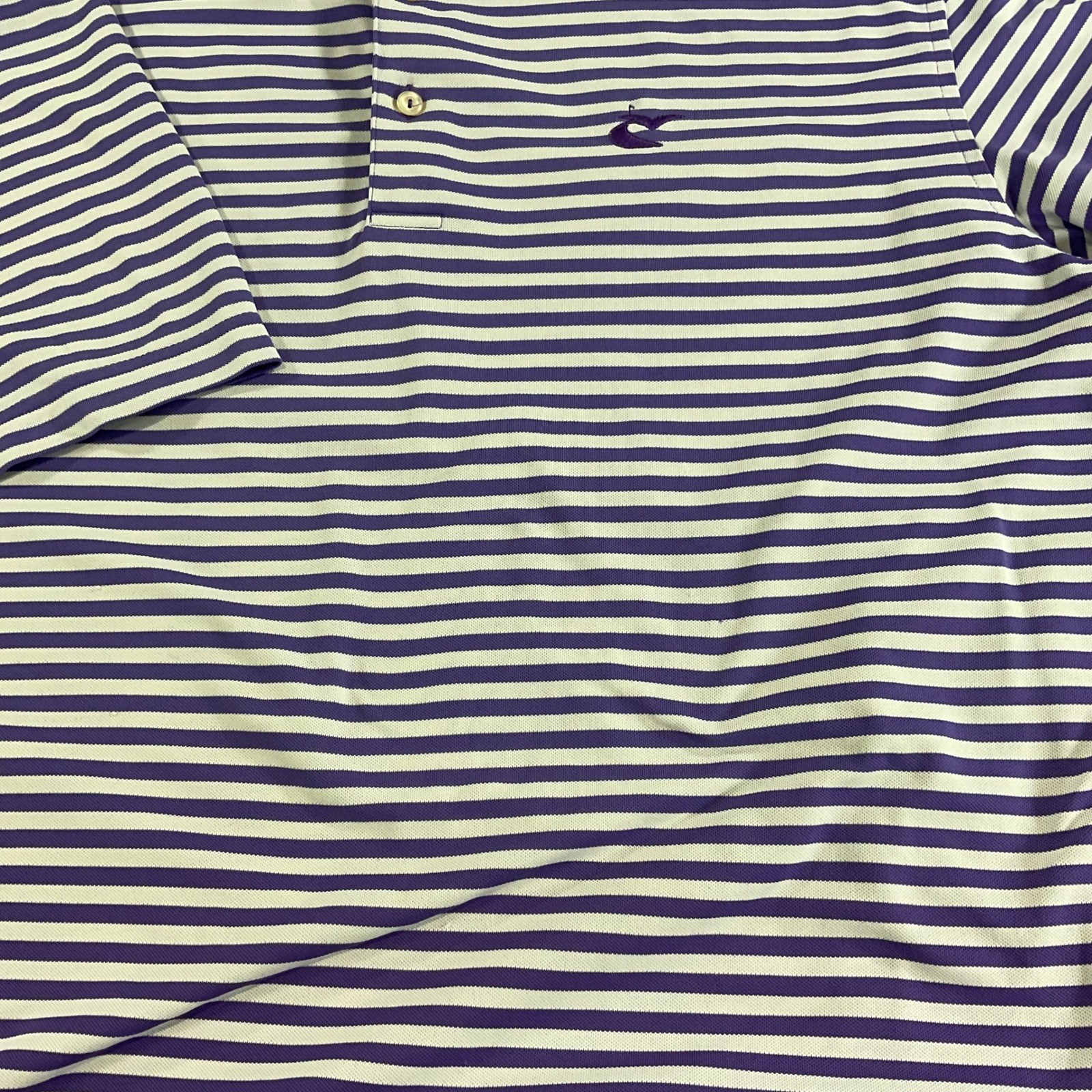Peter Millar Summer Comfort Polo Shirt XL Purple White Stripe Crown Sport Logo