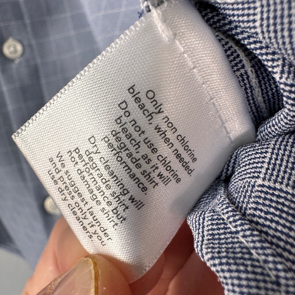 Mizzen+Main Leeward Dress Shirt Stretch Button Up Blue Check XL Trim Fit