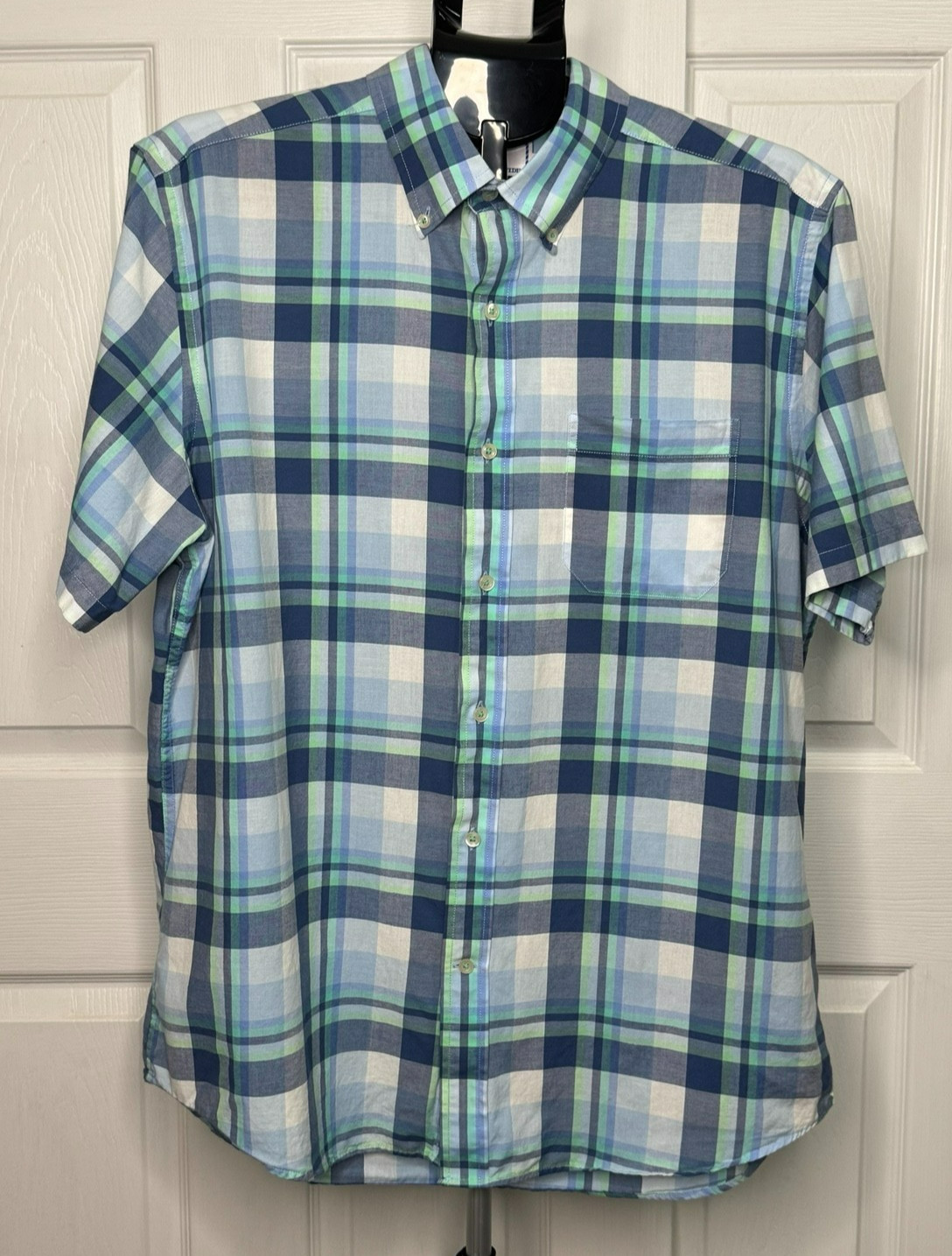 Southern Tide Classic Fit Shirt Mens Large Blue Green Plaid Button Down Cotton
