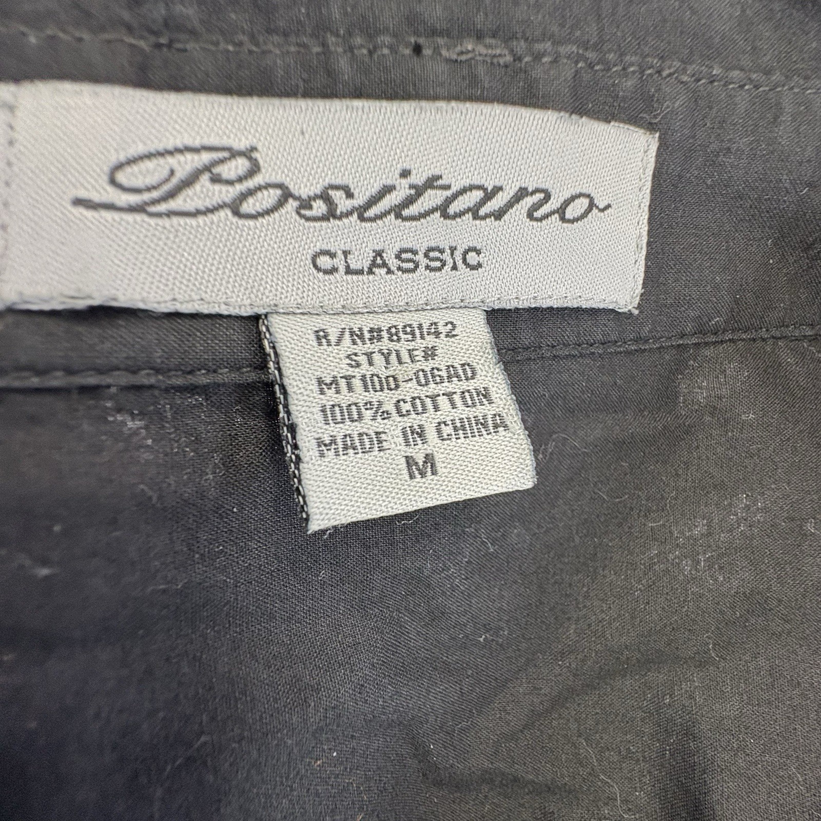 Positano Classic Men’s Medium Black Western Embroidered Button Up Sz Med