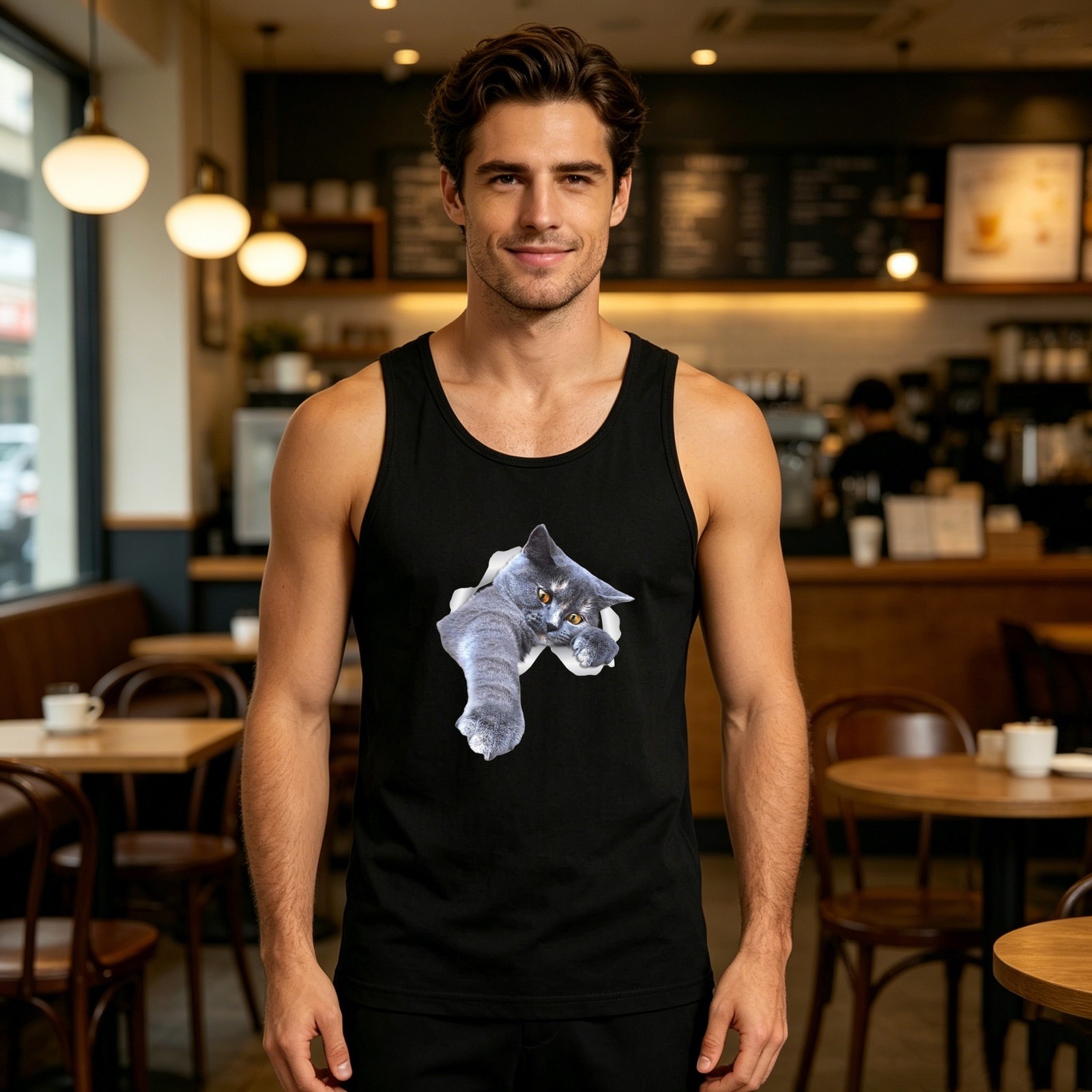 Men’s Tank Top for Beach & Travel, Custom Name & Title Print 100% Cotton