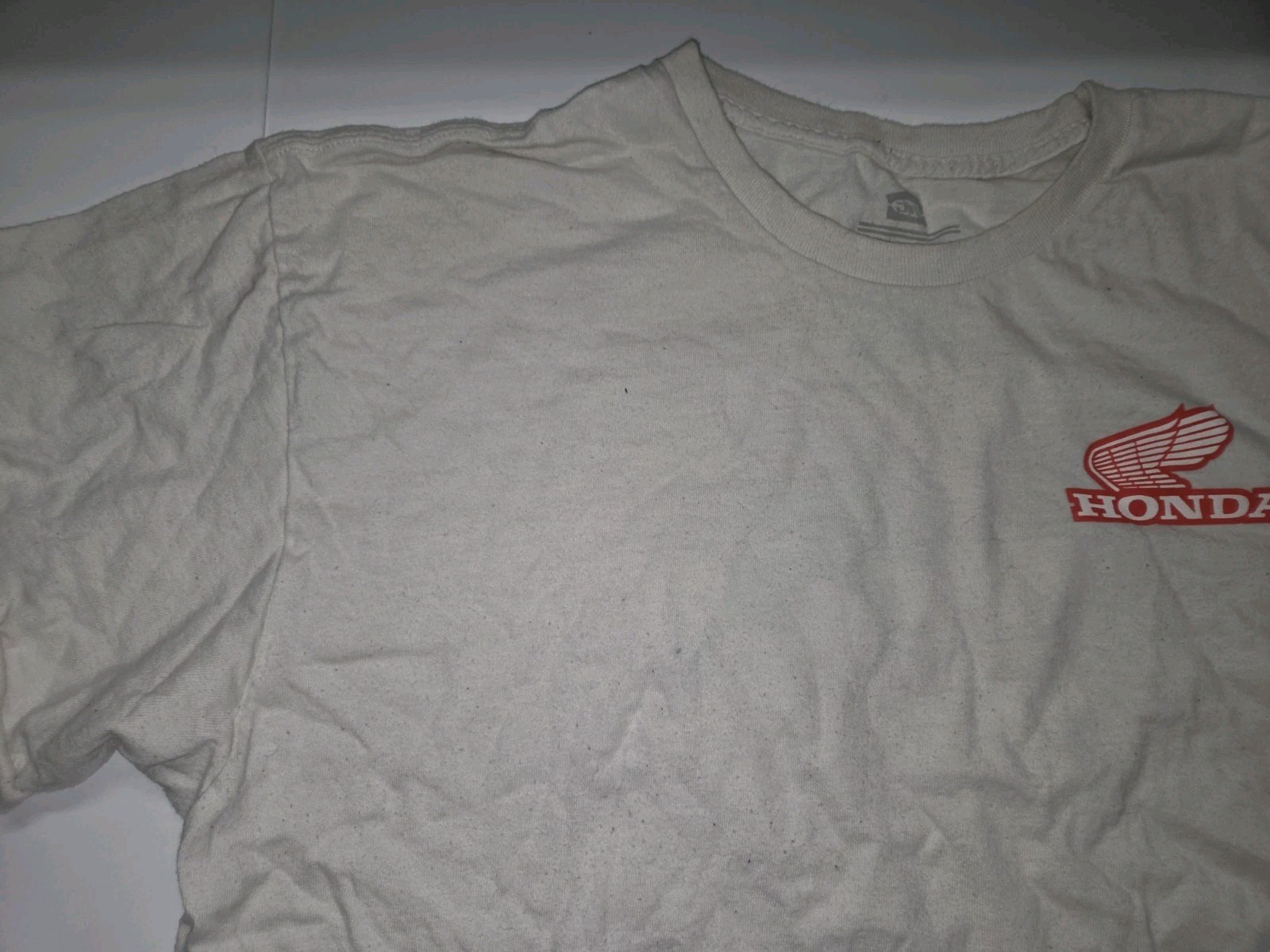 Honda Racing Team Shirt Mens Beige Checkered Flag Motorsport Cars XL / X-LARGE
