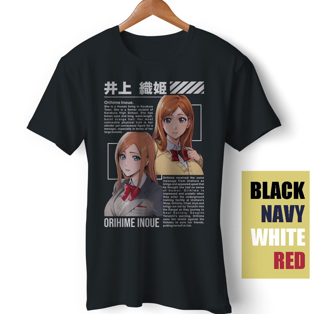 BOUNTEES T-Shirt Orihime Inoue Bleach Anime Ichigo Nel Tu Wibu Zaraki Funny Gift
