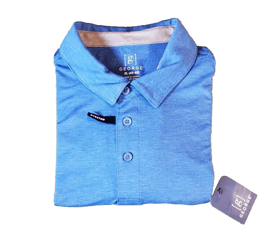 George Men’s Stretch Polo Short Sleeve Shirt Royal Blue Size XL (46-48)