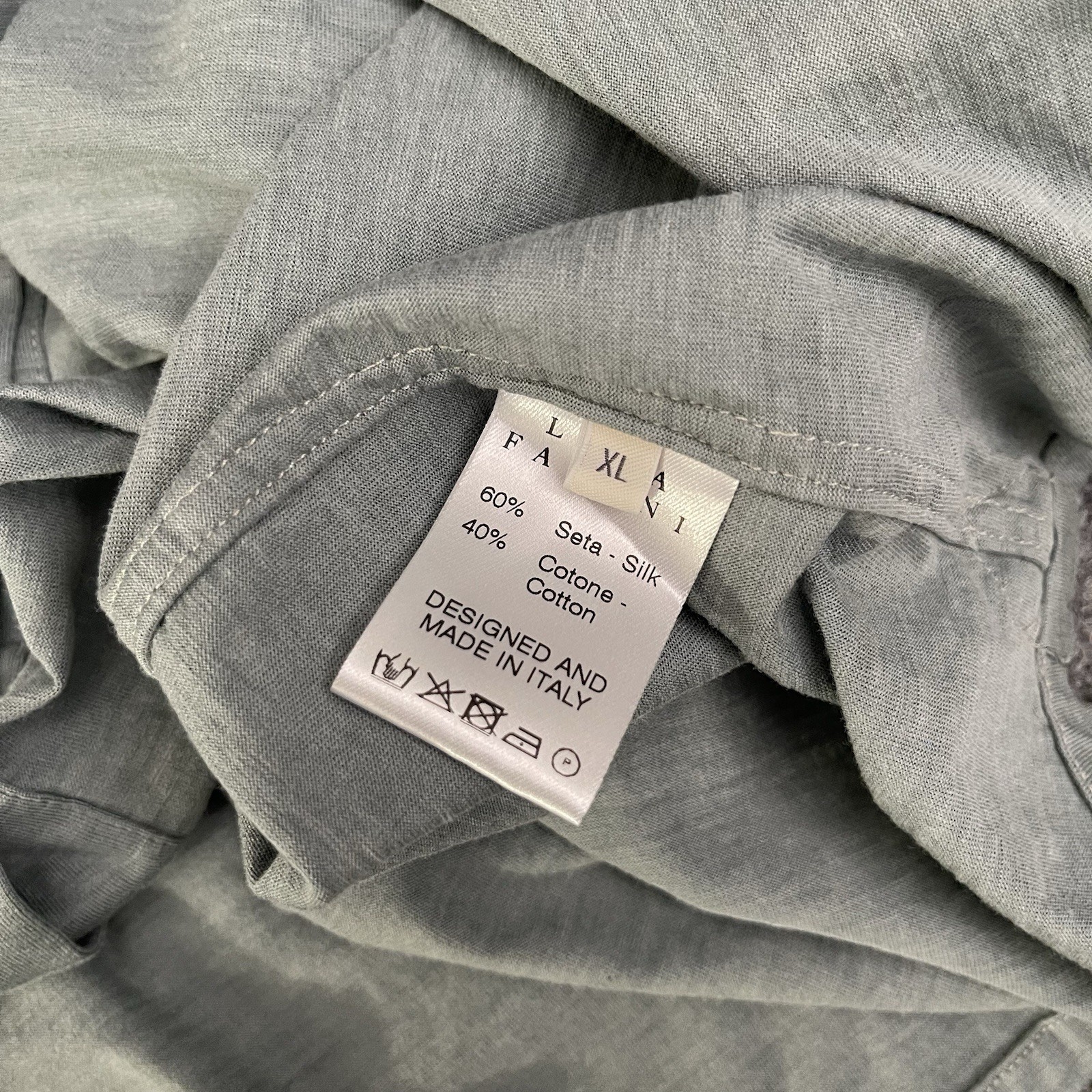 Luca Faloni Button Up Shirt Men’s Sz XL Cotton Linen Blend Long Sleeve Green