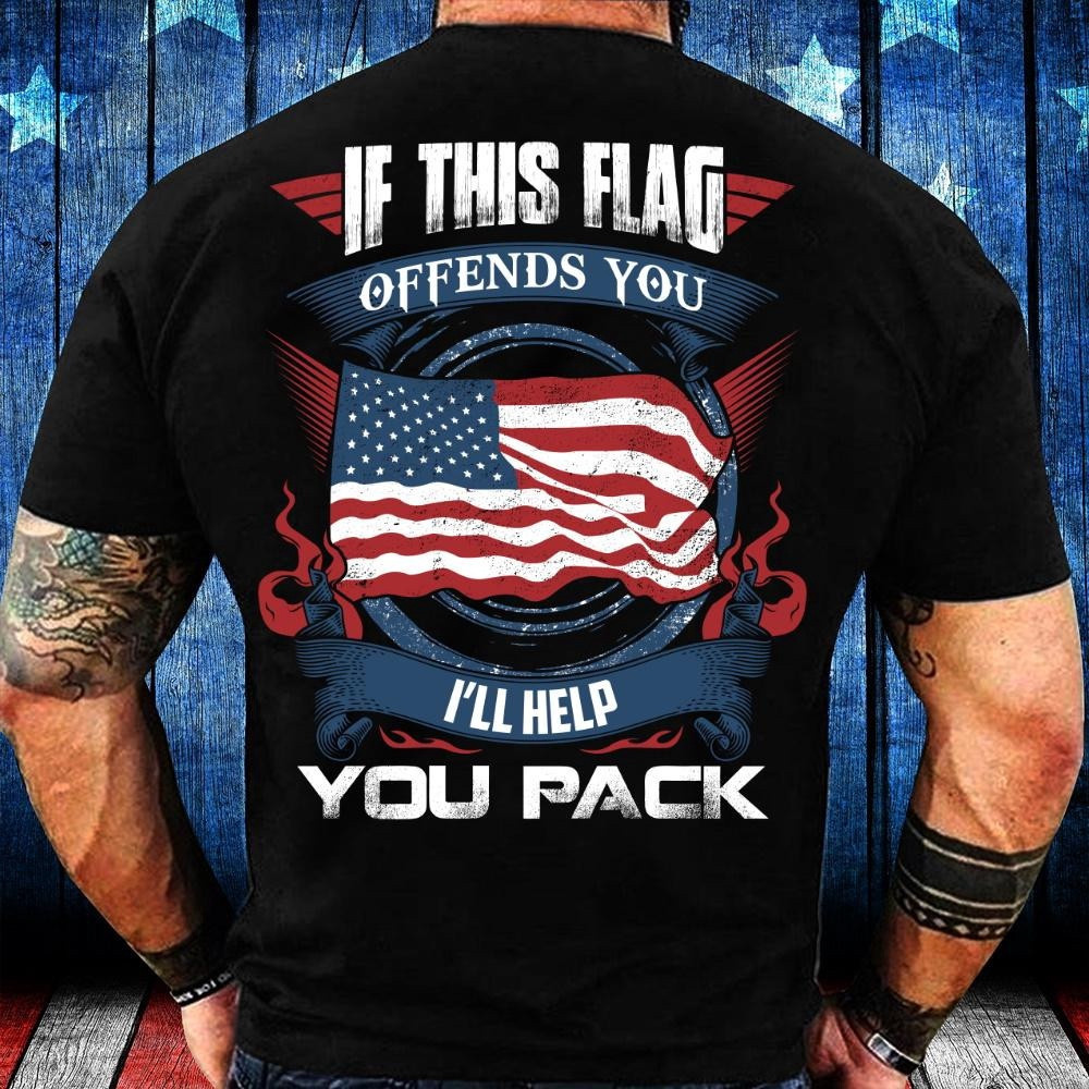 Veteran T Shirt If This Flag Offends You I’ll Help You Pack American Flag Shirt