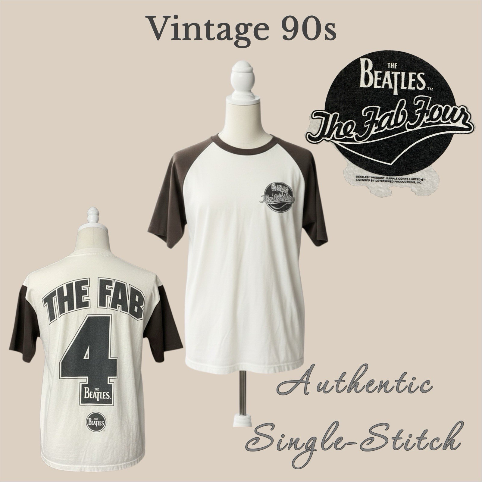 The Beatles Fab 4 Vintage Shirt 1990 XL Baseball Style Free Shipping returns