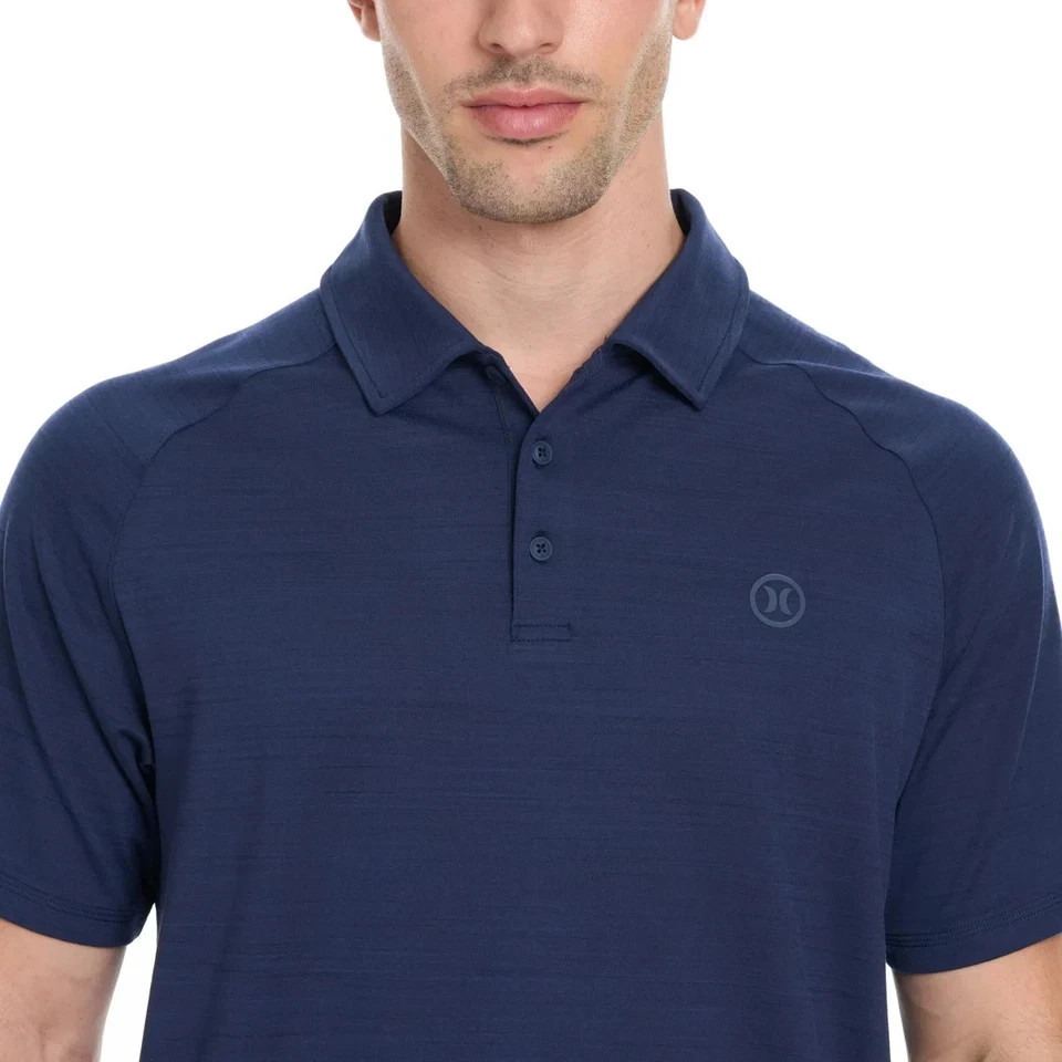 NEW Hurley Men’s Performance Polo Moisture Wicking Stretch, Blue, Size LARGE