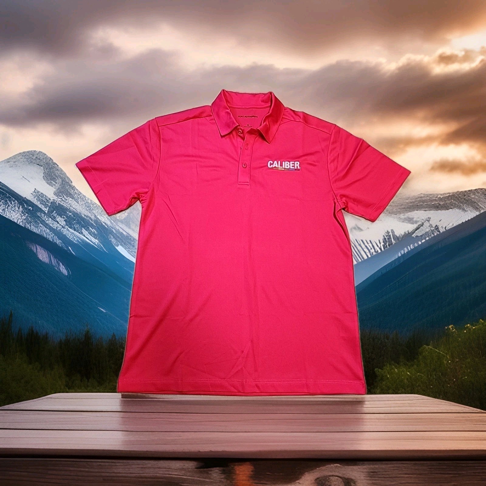 Caliber Collision Logo Pink Lightweight Polo Mens Medium