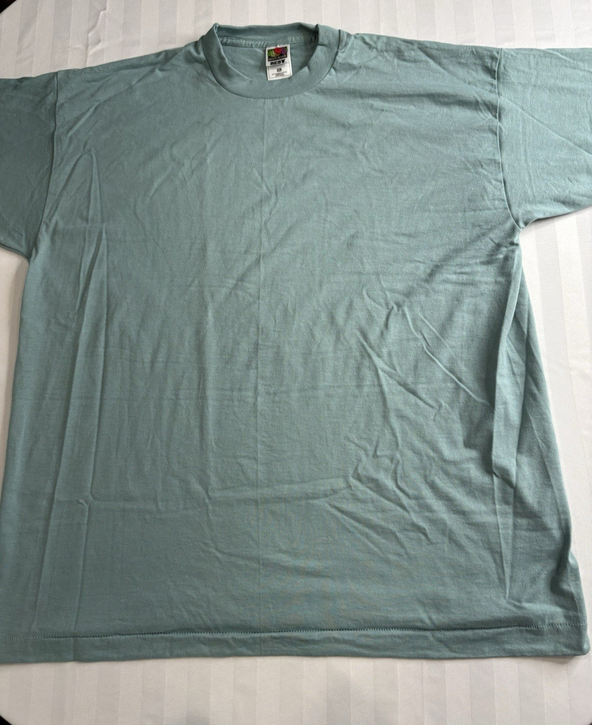 Vtg 80s 90s Fruit Of The Loom Best Blank T Shirt Adult XXL Lt Green USA Made NOS