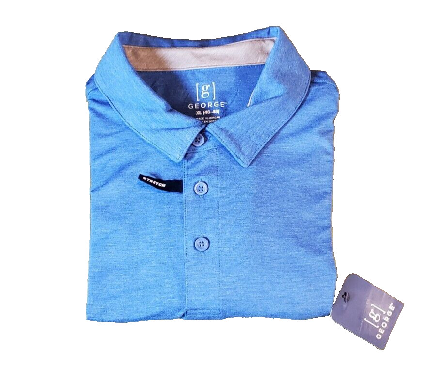 George Men’s Stretch Polo Short Sleeve Shirt Royal Blue Size XL (46-48)