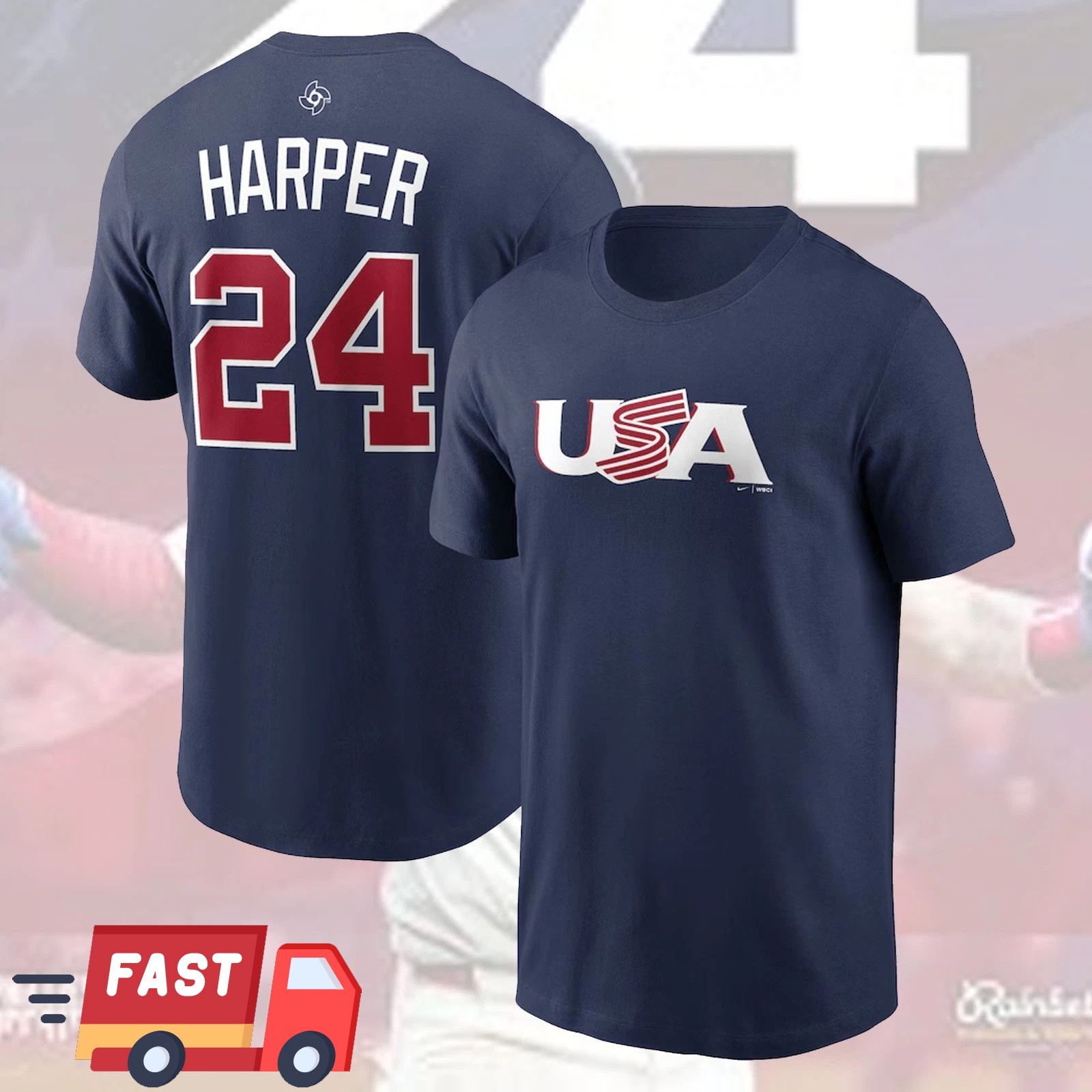 HOT! Bryce #24 Harrper USA Baseball 2026 Name & Number Players For Fans