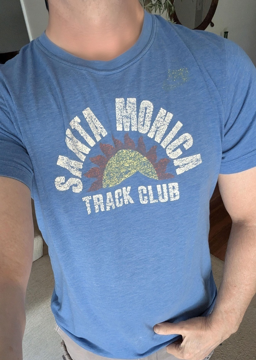 MEN’S TSHIRT: Santa Monica Track Club Blue Running Sun Athletics Retro LARGE L