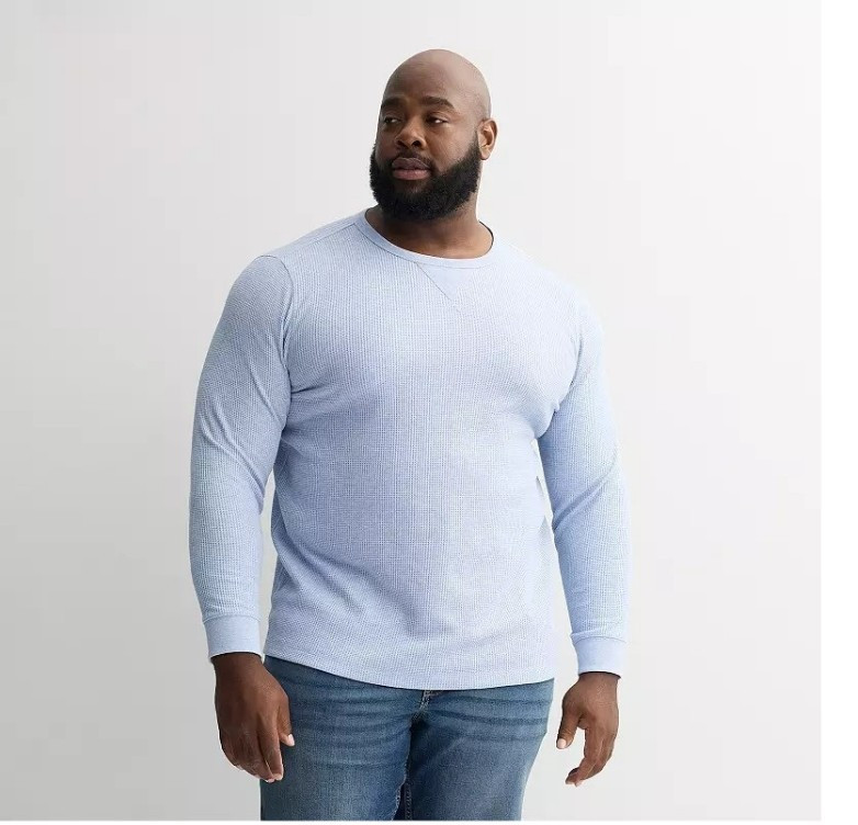 Mens Size 3XLT Big & Tall Sonoma Goods For Life Lt Blue Waffle Thermal Tee