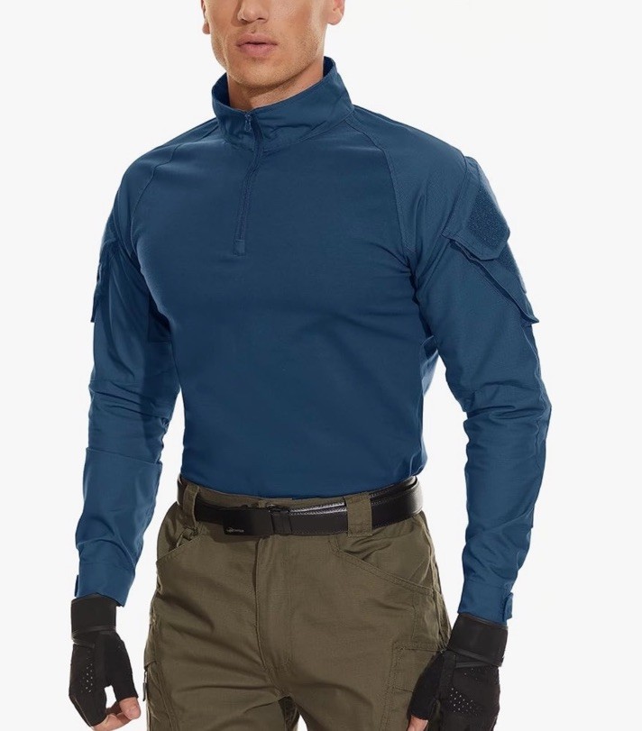 MAGCOMSEN Men’s Tactical Military Shirts 1/4 Zip Long Sleeve Shirt Pockets M