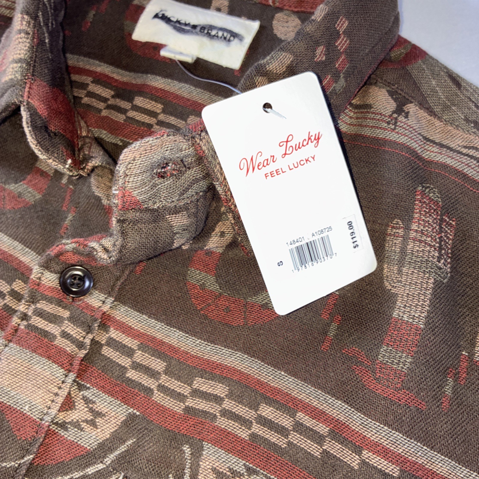 Lucky Brand Western Cowboy Button Down Rodeo Shirt Men’s S NWT