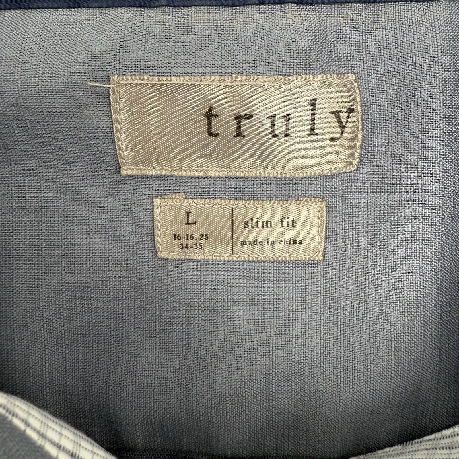 Truly Button Down Shirt Men Large Gray Slim Fit Short Sleeve Textured Stretch