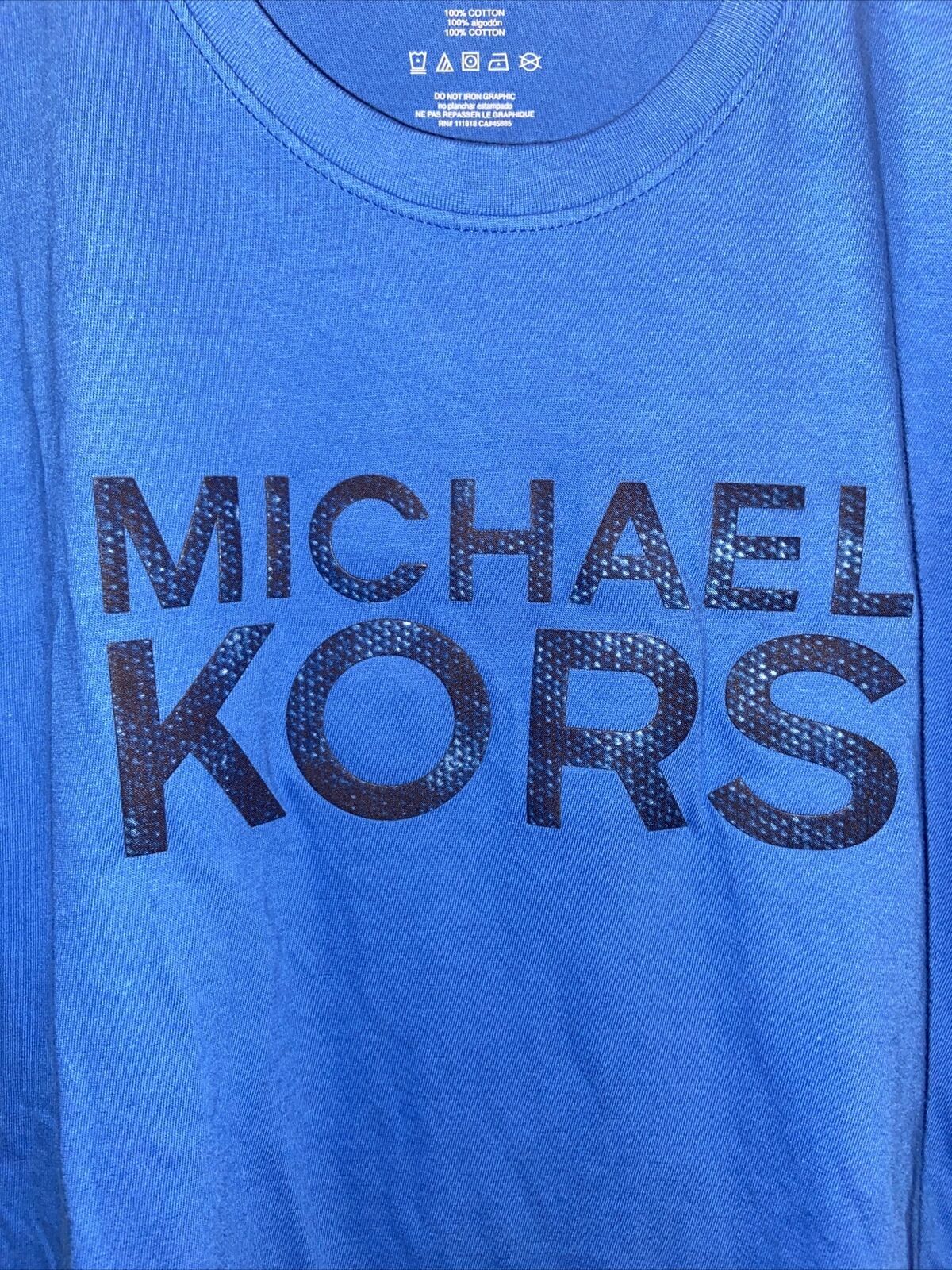 NWT $49.50 Men’s MICHAEL KORS Designer Pop Blue Cotton T-Shirt w/Black Logo