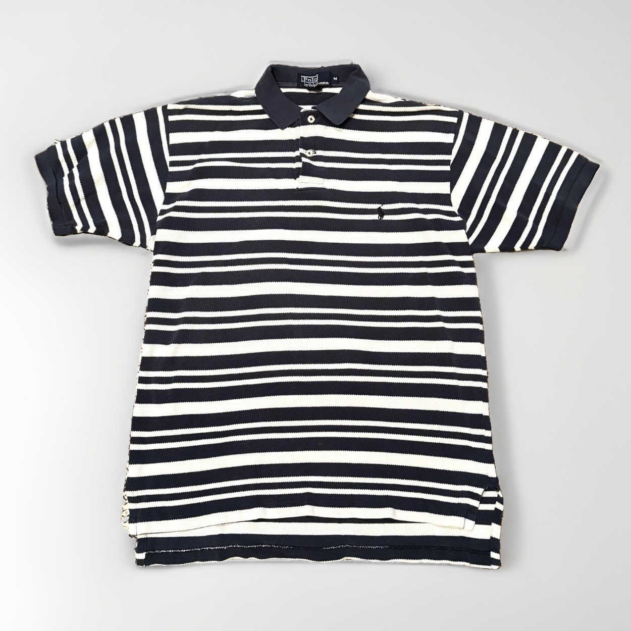 Polo Ralph Lauren Shirt Men’s Medium Navy -White Striped Short Sleeve