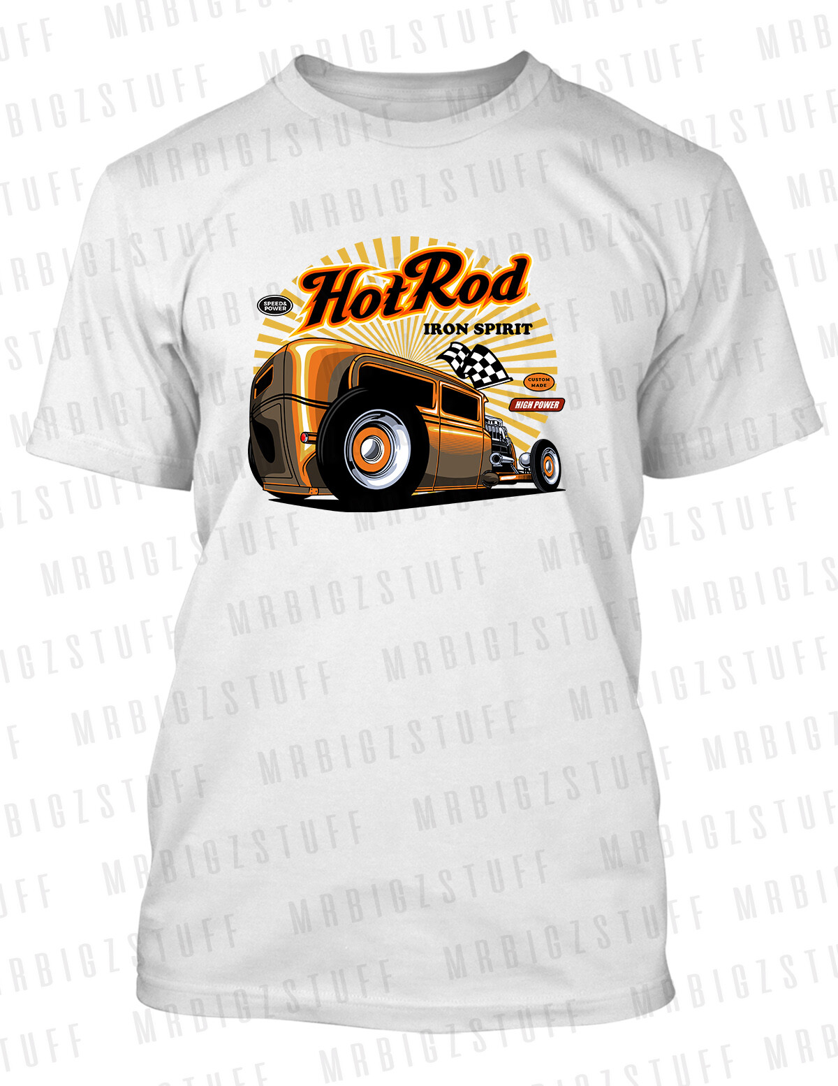 Hot Rod 8 Iron Spirit Racing Tee Shirt Big Tall Graphic Pro Club Shaka RTP T
