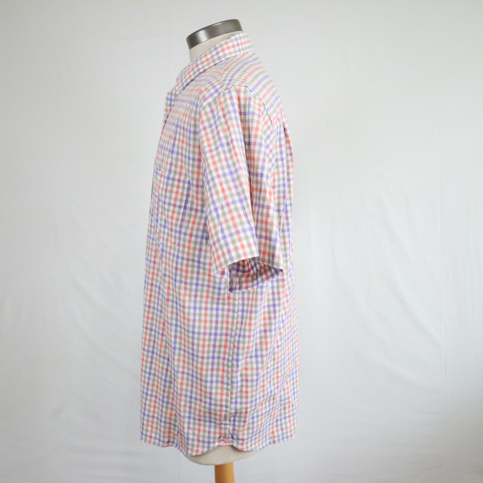 Haggar Shirt Mens Large Stretch Pocket Button Down Colorful Plaid Short Sleeve