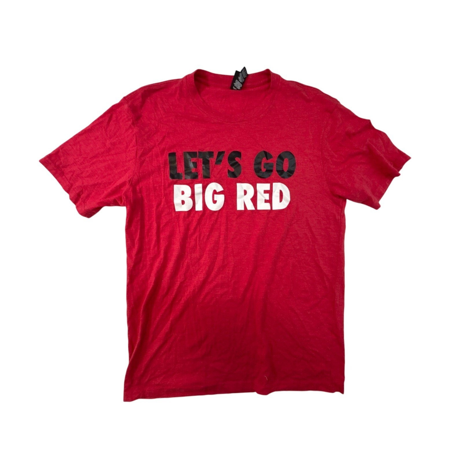 District Perfect Tri Mens M Red Lets Go Big Red Graphic T-Shirt Short Sleeve Tee