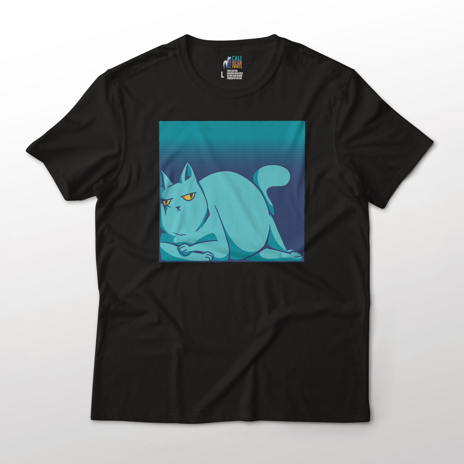Lazy Grumpy Cat Funny Minimalist Animals Art Graphic T-Shirt