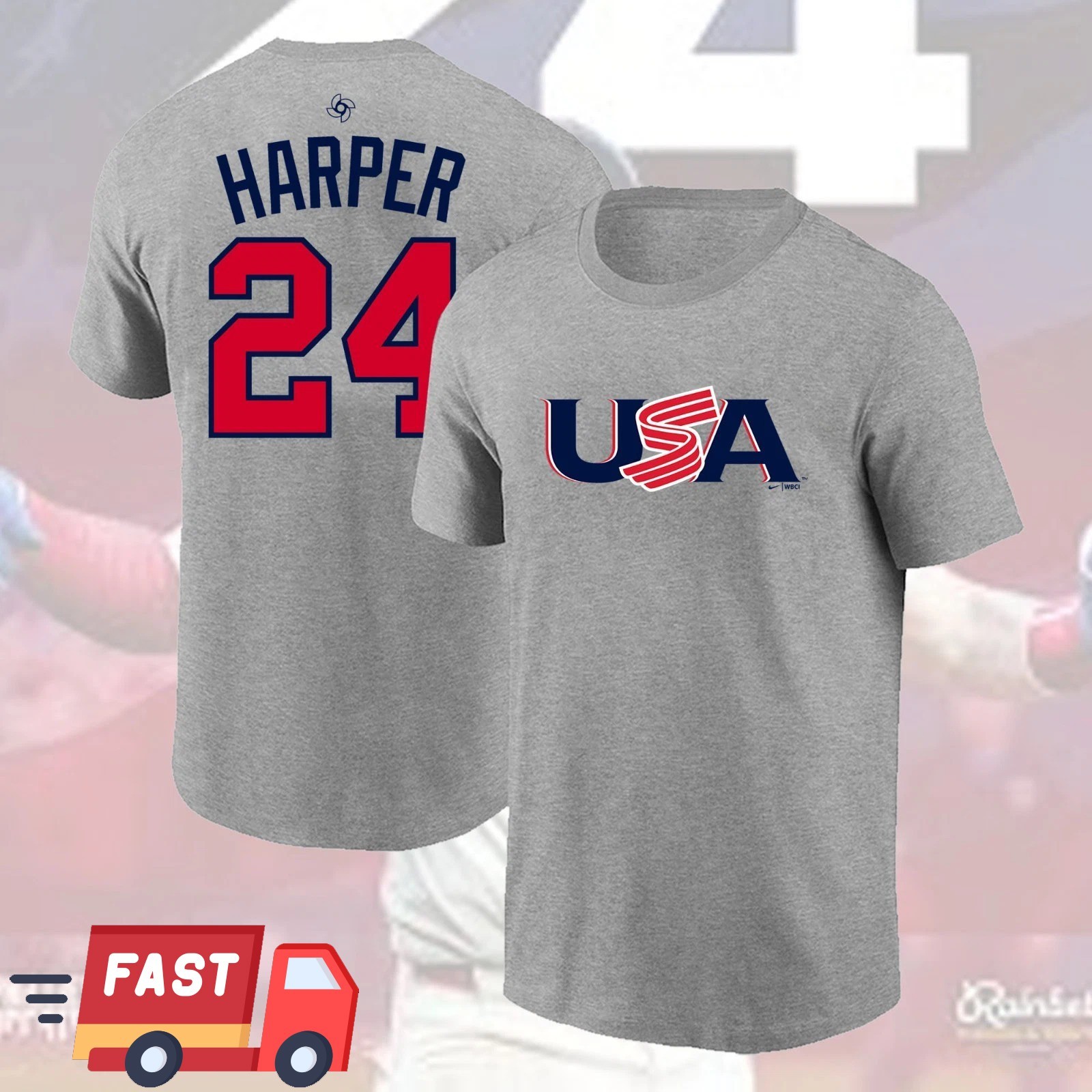 HOT! Bryce #24 Harrper USA Baseball 2026 Name & Number Players For Fans
