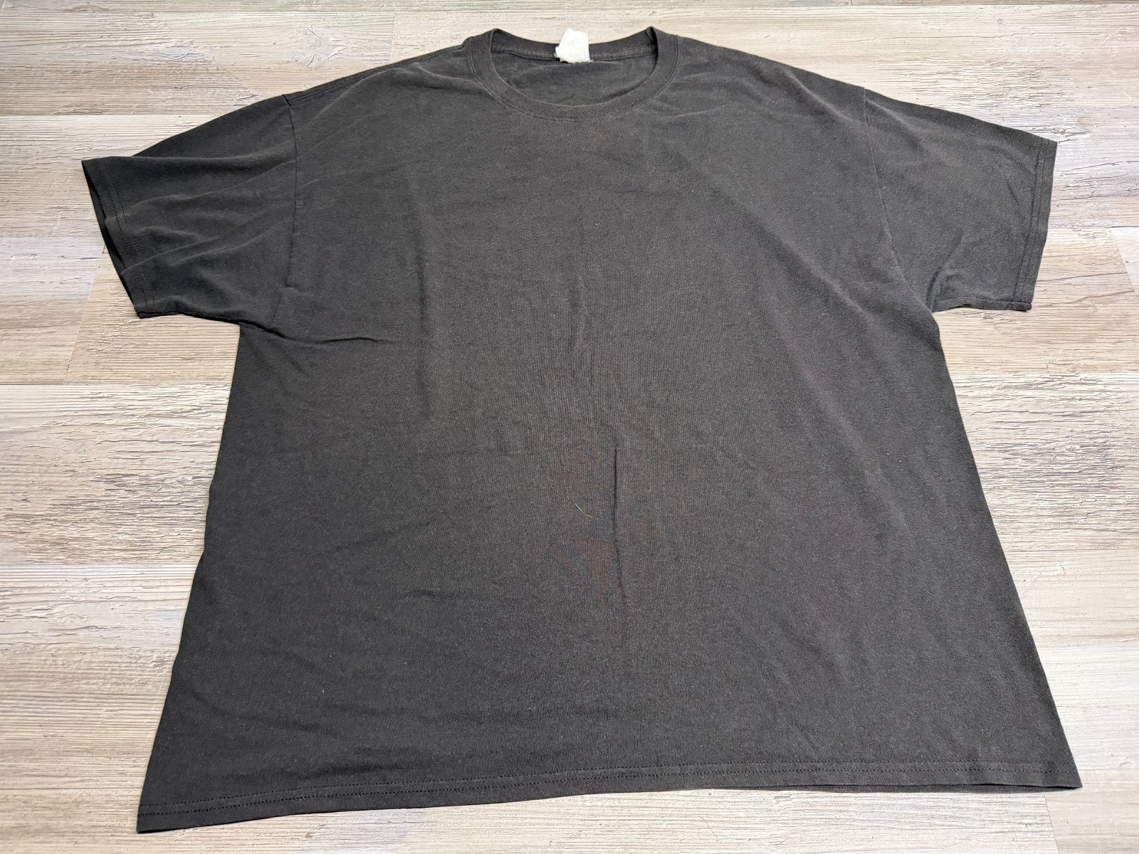 Vintage Faded Black Blank Heavyweight 2XL Crewneck T-Shirt Boxy 90s Grunge