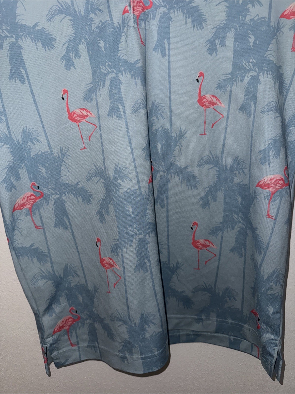 Goodfellow & Co Polo Mens Medium Light Blue Pink Flamingo Standard Men’s Size