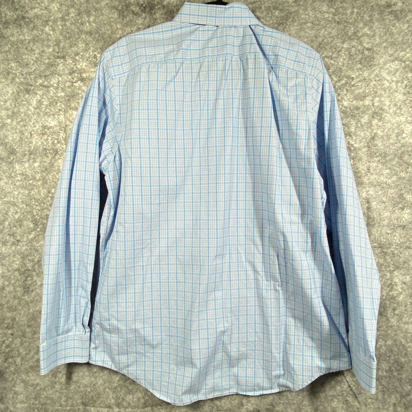 Banana Republic Shirt Mens Large 16-16.5/34-35 Blue Plaid Slim Non-Iron Button