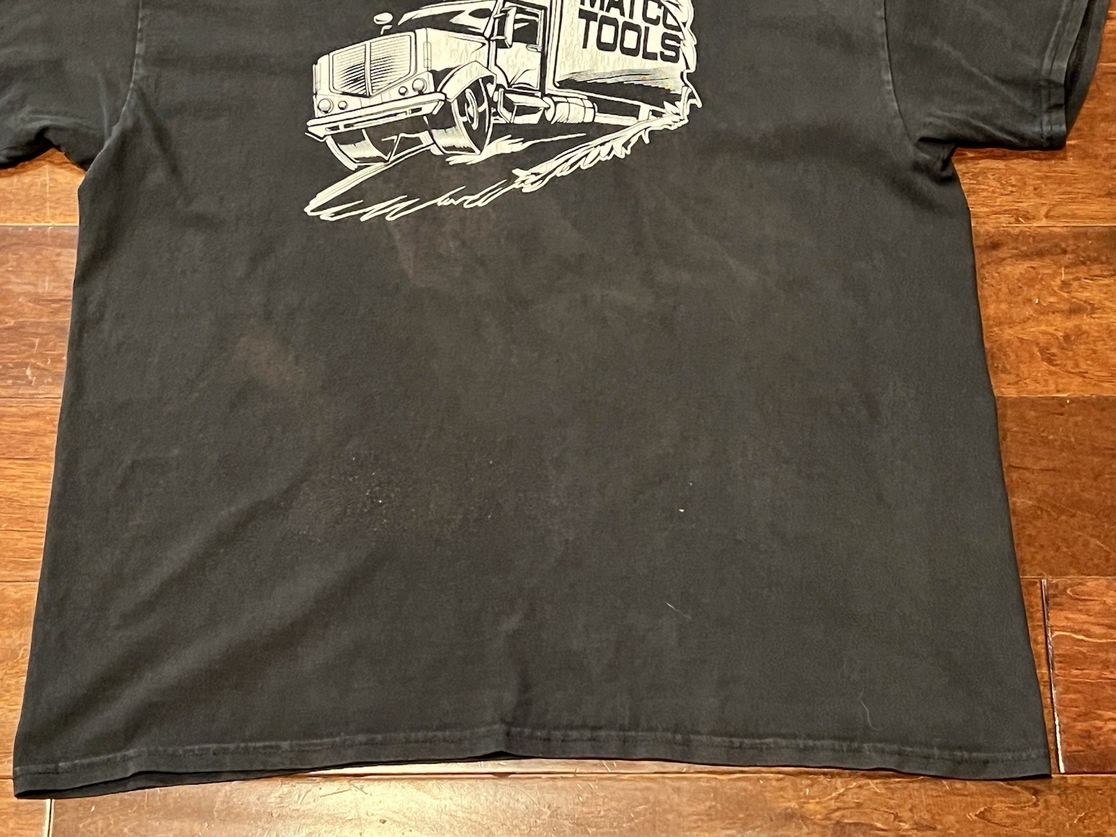 Matco Tools Black Mens Large Truck Wall Crashing Graphic Double Sided T Shirt