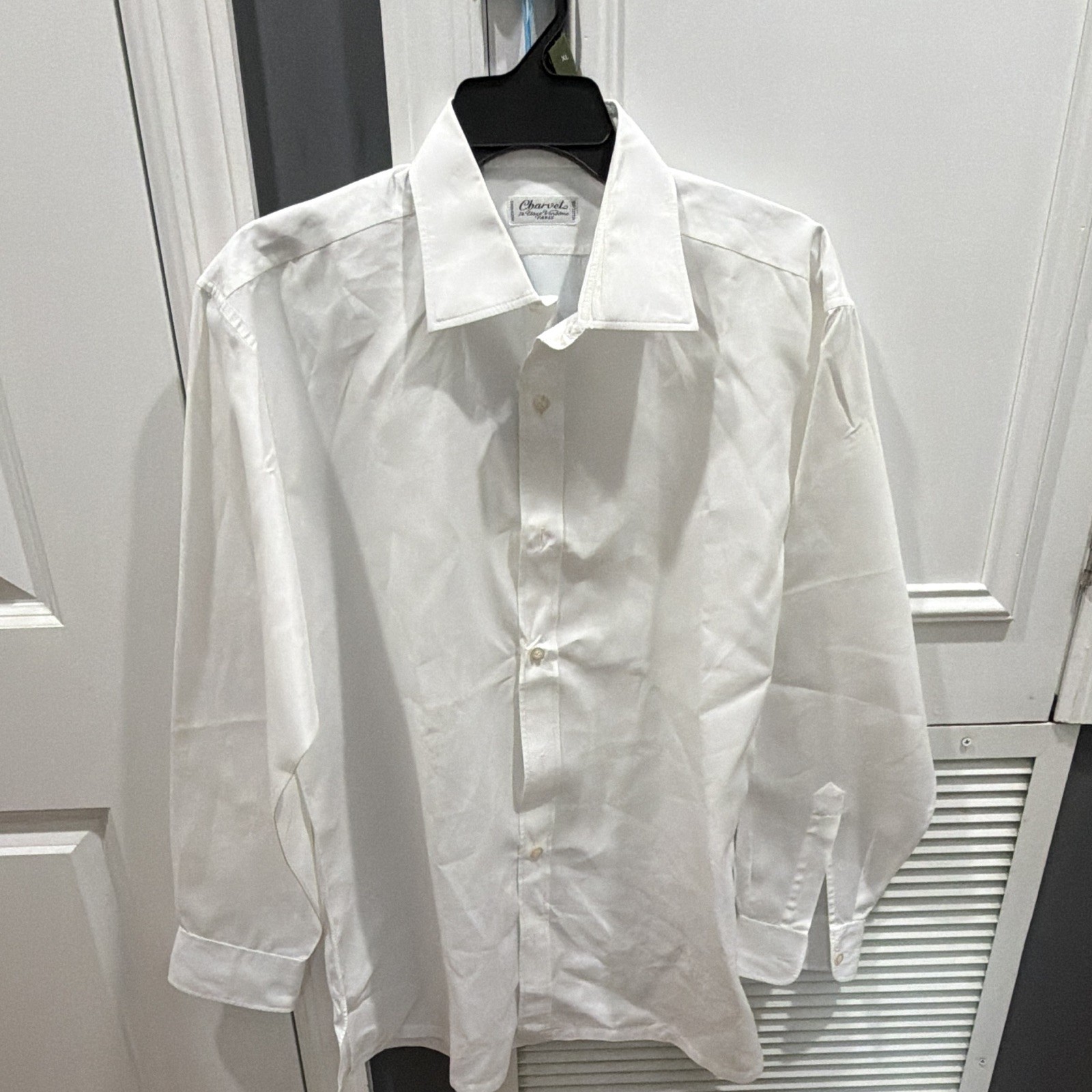 Charvet Classic Fit White Solid Cotton Dress Shirt 28.5×29.5 Point Collar