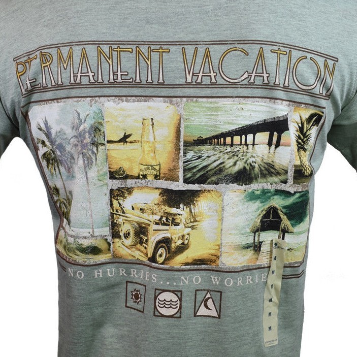 Permanent Vacation Men’s T-shirt “Island Shores” Bahama Beach Relaxation NWT