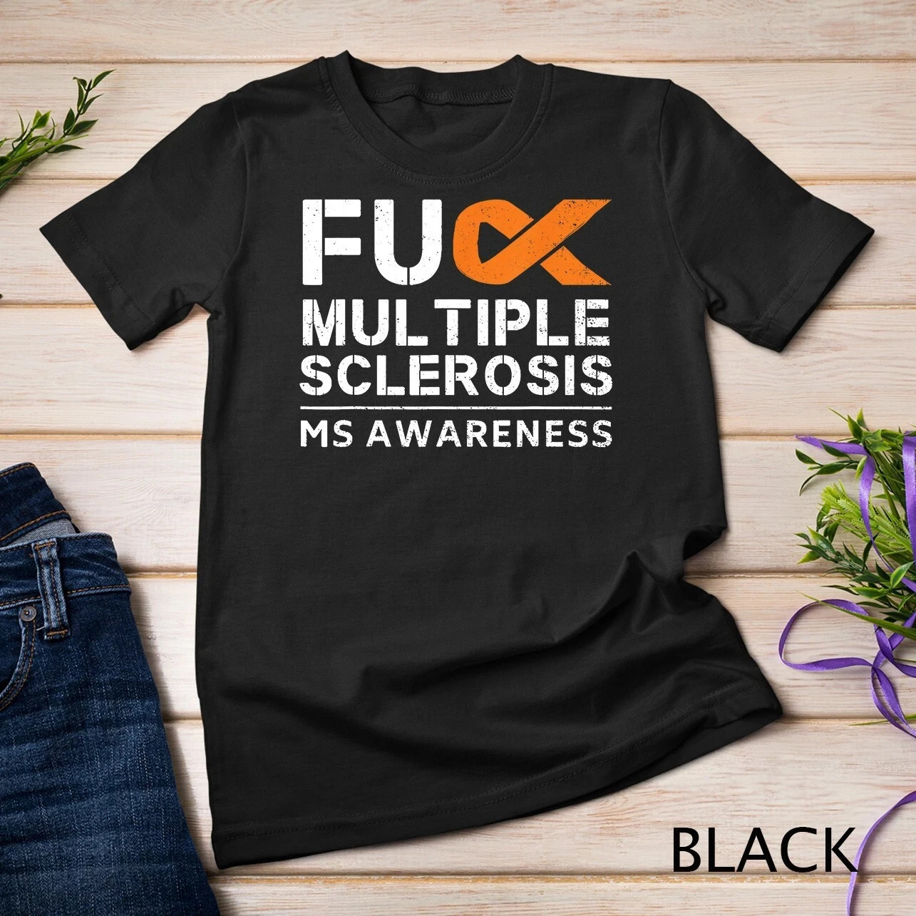 Multiple Sclerosis Awareness MS Warrior Orange Ribbon Unisex T-Shirt