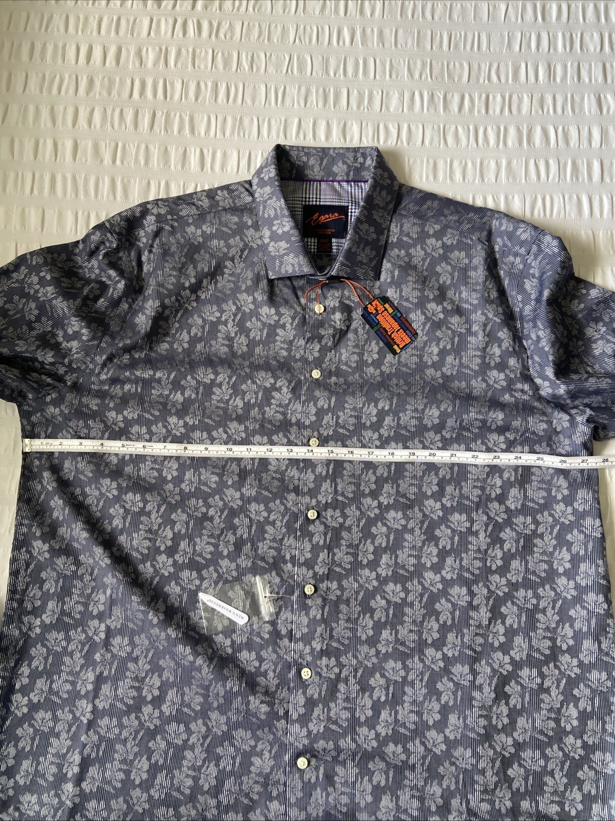 Egara Men’s 3XLT Slim Fit Stretch Dress Shirt Blue Floral NWT Non-Iron Tall
