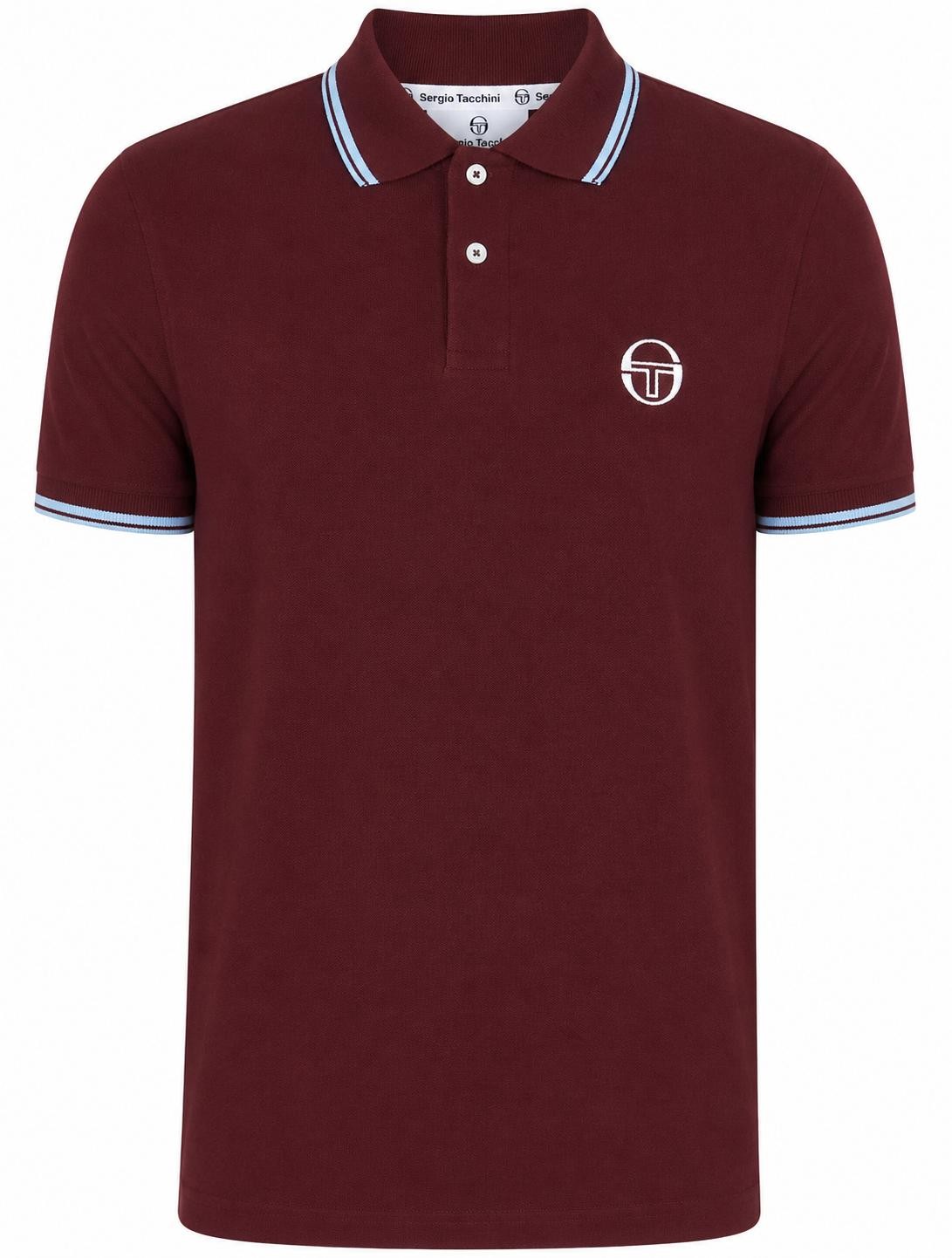 Sergio Tacchini Men’s Retro Tipped Polo Shirt Cotton Collared Top New XS – 4XL