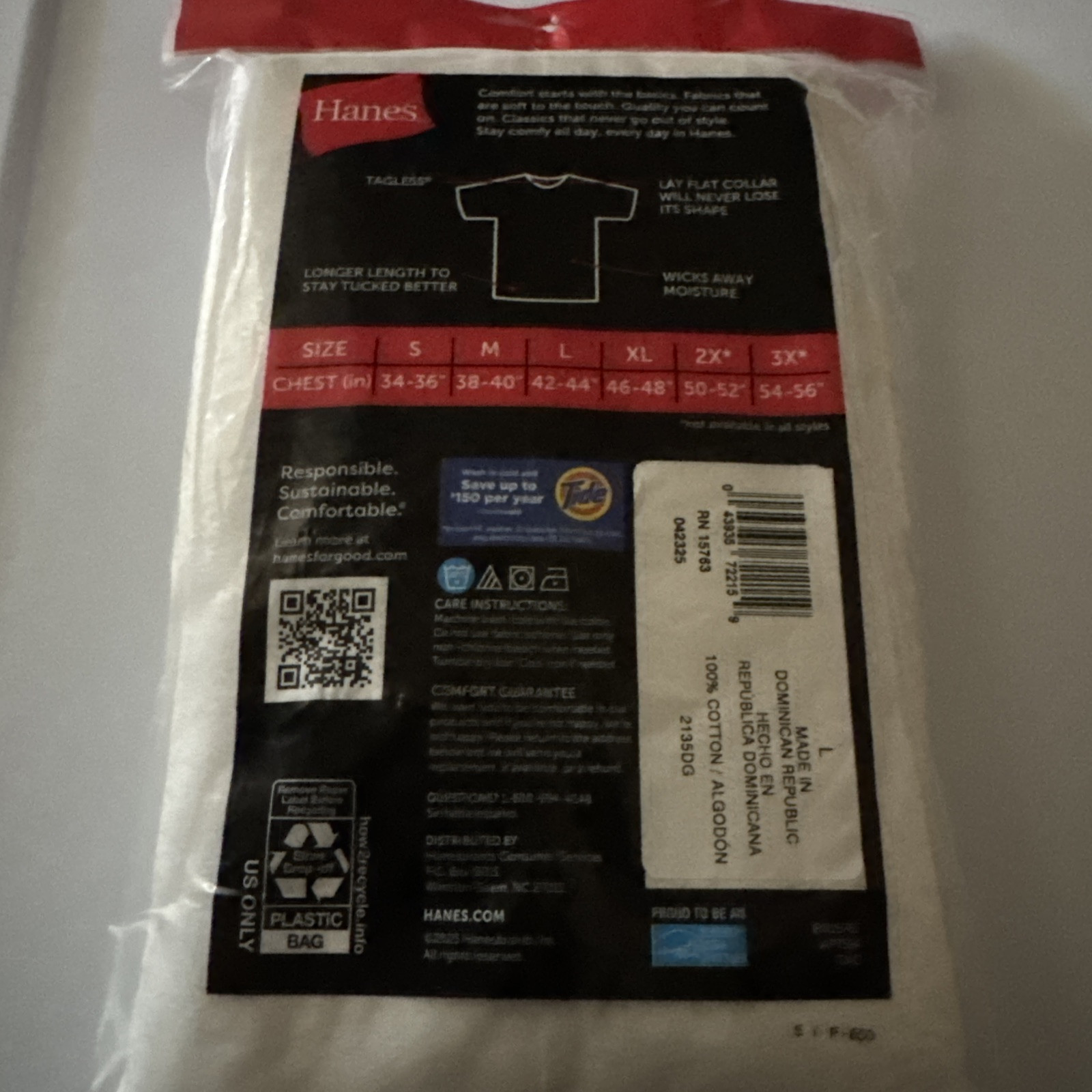 Hanes ComfortSoft 2135 Crewneck Tagless Men’s T-shirt L 3 Pack- White