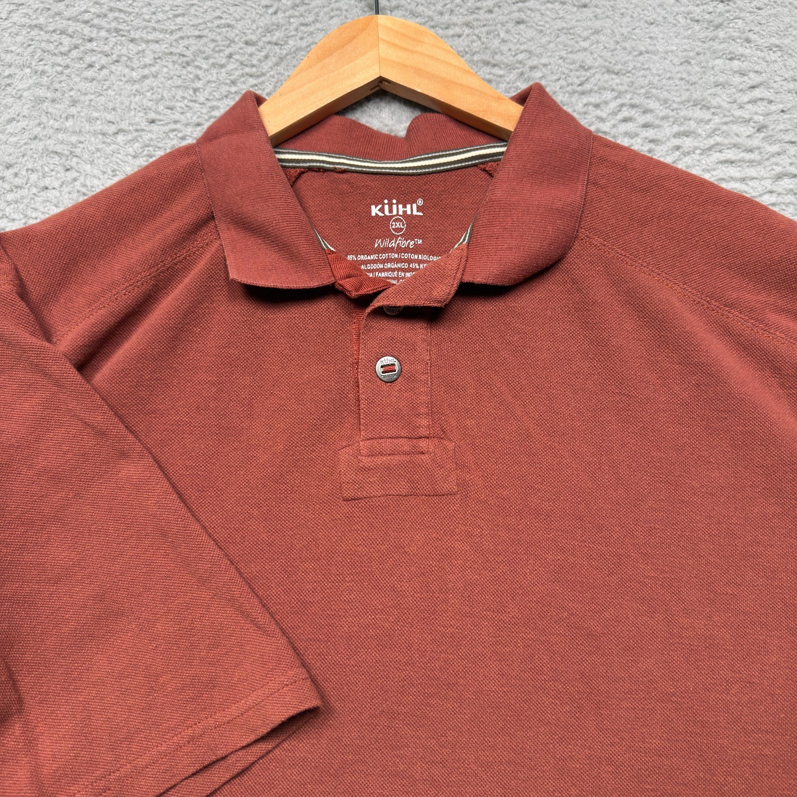 Khul Wildfibre Polo Shirt Mens 2XL XXL Brown Short Sleeve Outdoor Hiking