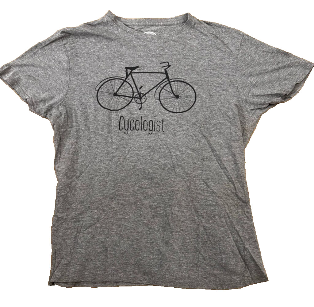 Crazy Dog T-shirts Tee L Men’s Gray Cycologist Bicycle Graphic