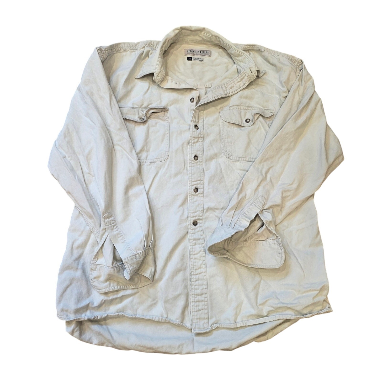vintage pure stuff basics cotton terracotta long sleeve button up shirt sz XL